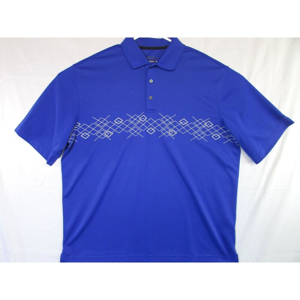 Walter Hagen Men's XL Blue Striped Hydro-Dri Golf Polo Shirt Short Sleeve